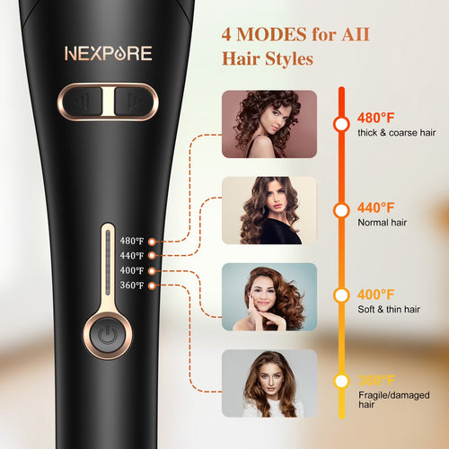 Curling Iron, Automatic Rotating Hair Curler with 1" Ceramic Barrel, Professional Curling Wand, Gold
