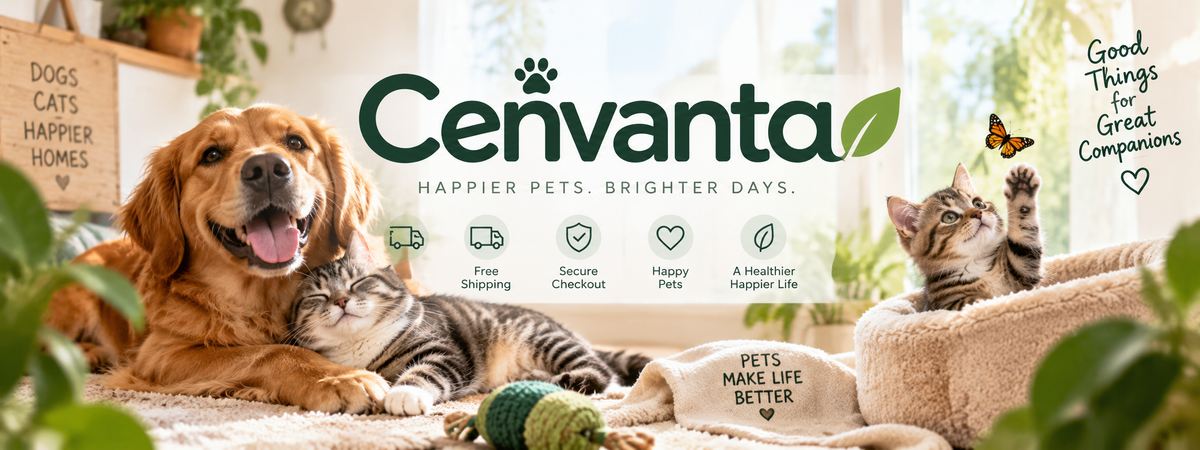 Cenvanta, Happier Pets. Brighter Days. Perro y gatos en un hogar cálido